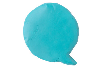 Light blue speech bubble plasticine isolated on transparent background.