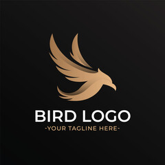 Elegant Bird Fly Gold Logo Template
