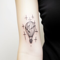 Hot Air Balloon tattoo design. Generative AI