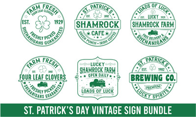 Fototapeta premium Vintage St. Patrick's Day Farmhouse Sign Bundle, Vintage sign Design