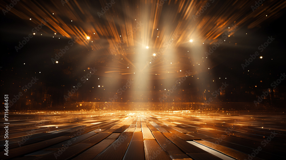 Sticker spotlight on the stage. night scene. 3d rendering. 3d rendering. generative ai