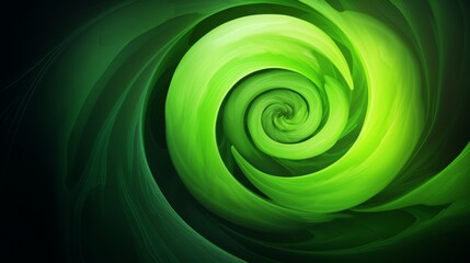 Abstract Green Spiral Illustration Depicting Movement and Energy