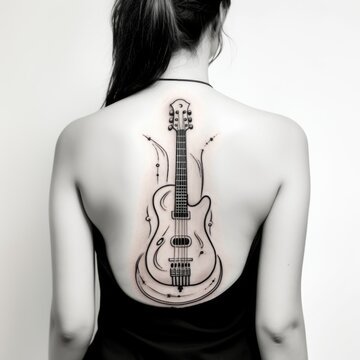 Guitar tattoo design. Generative AI