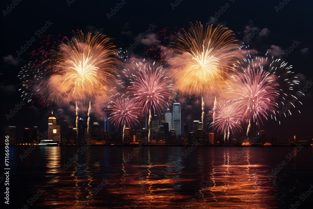 Poster bright and captivating bokeh backdrop with blurred bokeh, dazzling fireworks, and crowded scenes