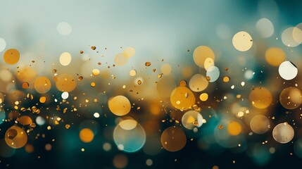 Sparkling yellow and green bokeh background with circle lights for festive celebrations