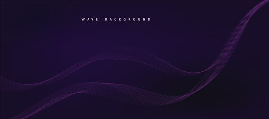 Purple background with flowing wave lines. Futuristic technology concept. Vector illustration