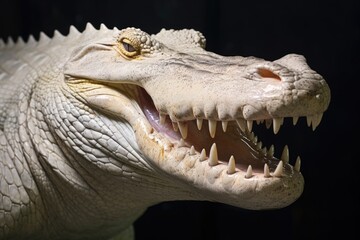 Albino saltwater crocodile: Striking lack of pigmentation.
