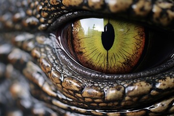 Closeup of alligator and crocodile eyes. - obrazy, fototapety, plakaty
