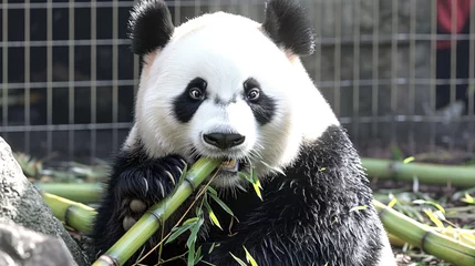 Foto op Plexiglas panda eating bamboo © farukh