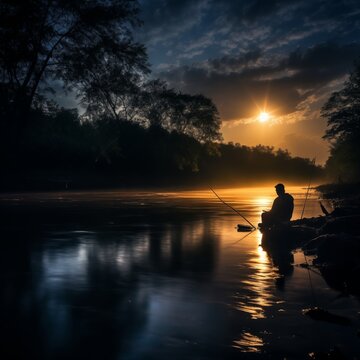 fisherman at sunset