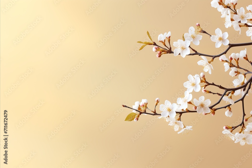 Poster minimalistic colorful spring blurred background with yellow tones for product placement
