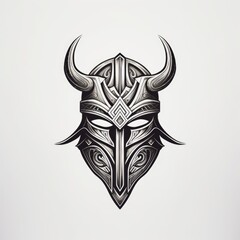 Viking Helmet tattoo design. Generative AI
