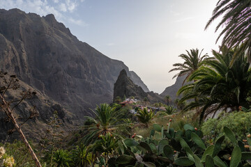 Fototapeta na wymiar Masca village in sunset on Tenerife
