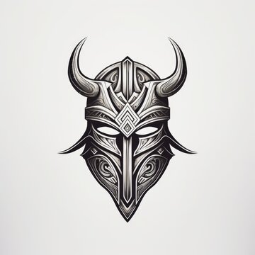 Viking Helmet tattoo design. Generative AI