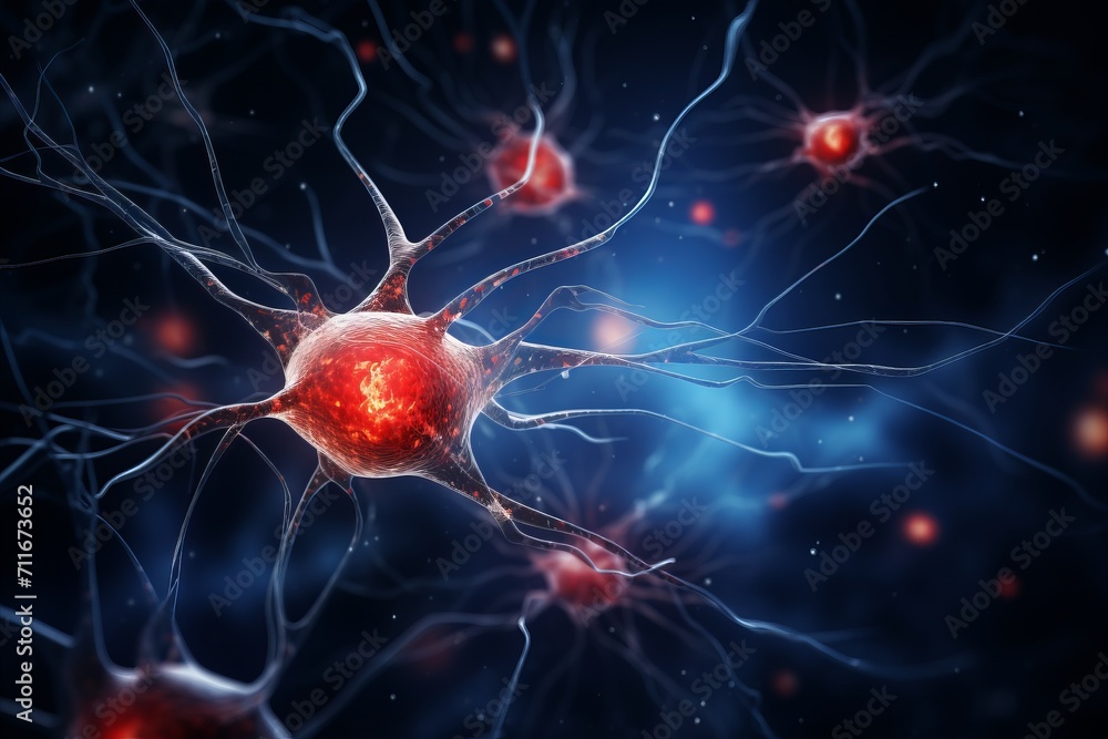 Poster dynamic illustration of human brain s neural network showcasing interconnected neurons and synapses