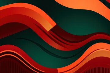 Colorful animated background, in the style of linear patterns and shapes, rounded shapes, dark red and green, flat shapes