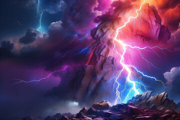 lightning with fantasy colorful clouds