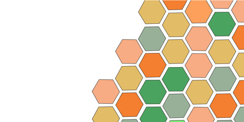 Hexagonal Rainbow background design. digital illustration.