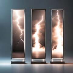 lightning reflected in mirrors, dramatic display