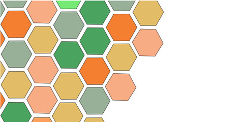 Hexagonal Rainbow background design. digital illustration.