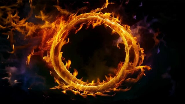 A perfect circle formed by intense flames, a powerful yet beautiful expression of nature's force.
