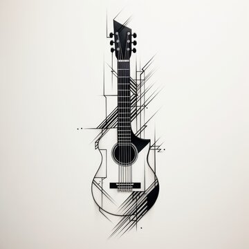 Guitar tattoo design. Generative AI