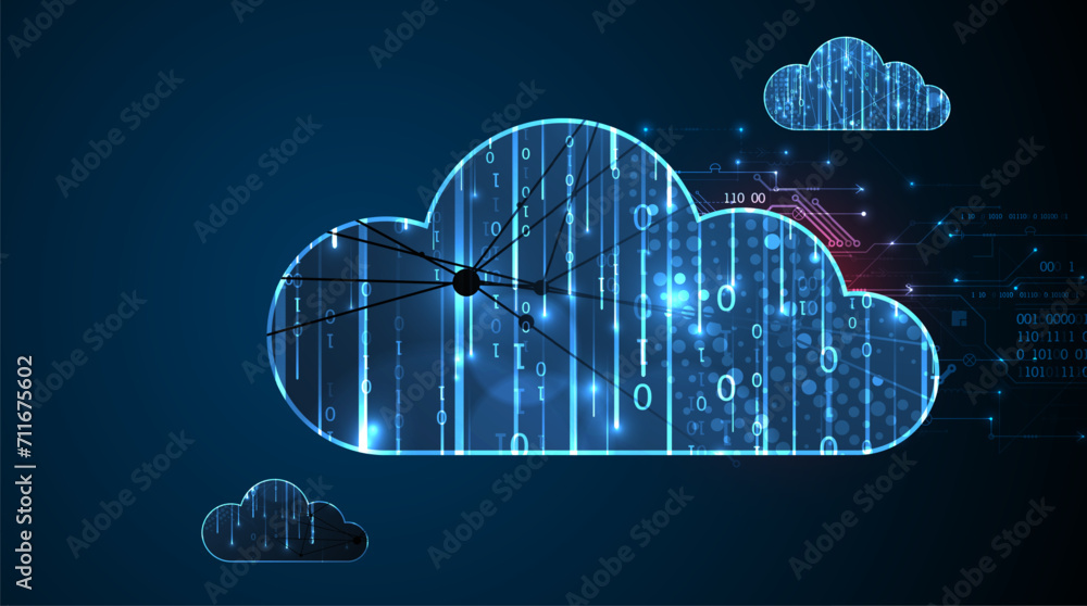 Aufkleber Cloud computing concept.Abstract connection technology background. Hand drawn vector.