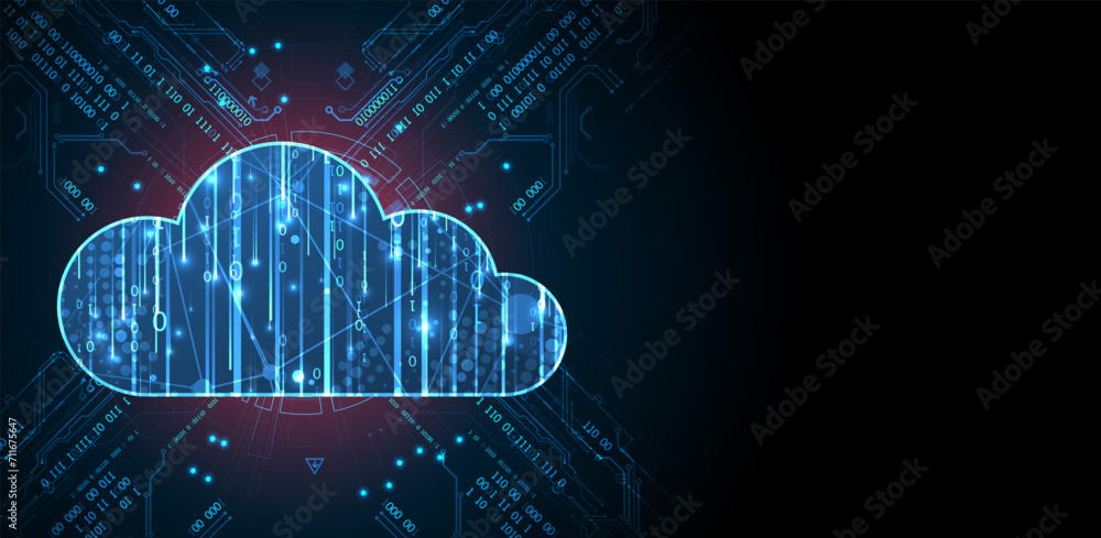 Aufkleber Cloud computing concept.Abstract connection technology background. Hand drawn vector.