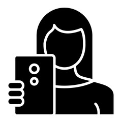 Woman Taking Selfie icon vector image. Can be used for Housekeeping.