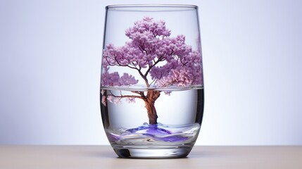 A lilac tree in blossom inside a glass of water - Generative AI