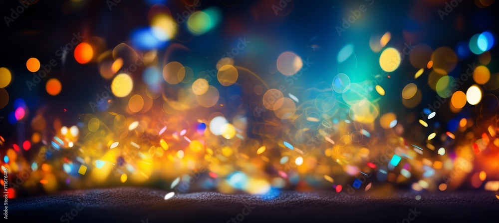 Poster dynamic entertainment backdrop with blurred bokeh and playful symbols for an immersive experience
