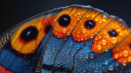 Close-up examination of a butterfly's delicate wing, revealing intricate designs and vibrant shades.