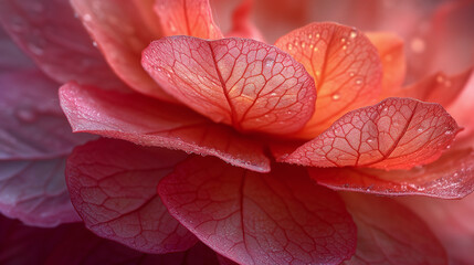 The veins and textures of a flower petal up close, highlighting the natural patterns and gradients.