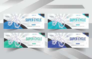 Bicycle sale creative facebook cover design and social media banner post design template