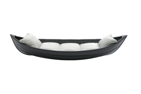 Black and White Boat With Pillows