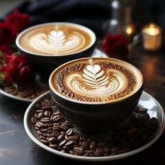 A cup of coffee on a wooden table