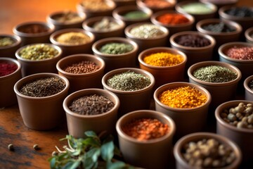 Spices and herbs on the table