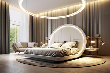 luxury hotel room minimal. 3d render illustration.