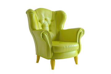 Green Leather Chair With Wooden Leg