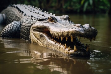 Fototapeta premium Australian crocodile in Daintree River, Queensland