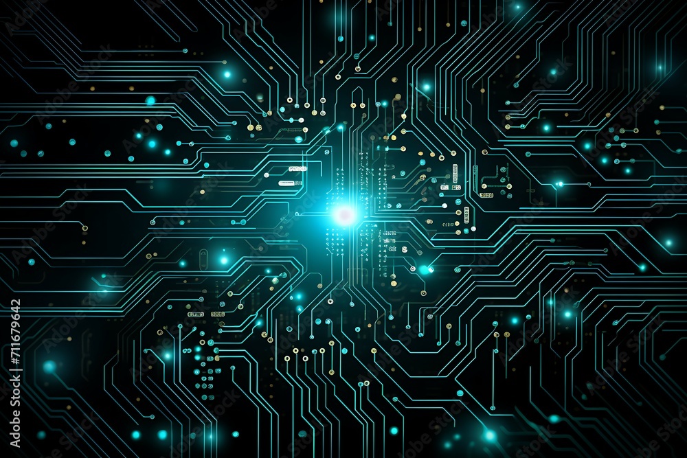 Wall mural circuit board background. technology and science concept. 3d rendering