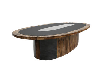Wooden Table With Black and White Top