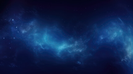 Ethereal cosmic nebula with stars in shades of blue background