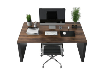 Computer Desk With Monitor and Keyboard