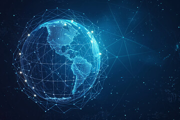 Naklejka na ściany i meble Digital globe with glowing network connections over Americas
