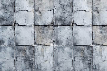 Old stained grey concrete wall with block pattern