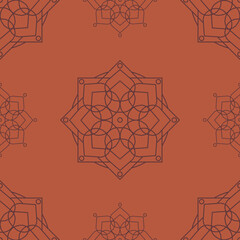 vector seamless pattern. brown mandalas on a light brown background for any print fabric