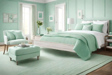 A tranquil seafoam green, creating a visually soothing atmosphere as it blankets the scene with simplicity and grace