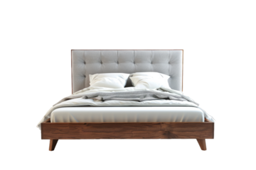 Wooden Bed With White Sheets