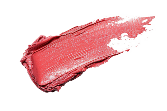 Lipstick or cosmetics smear smudge isolated on transparent png background, lipstick brush swatch, Beauty makeup foundation smudged.